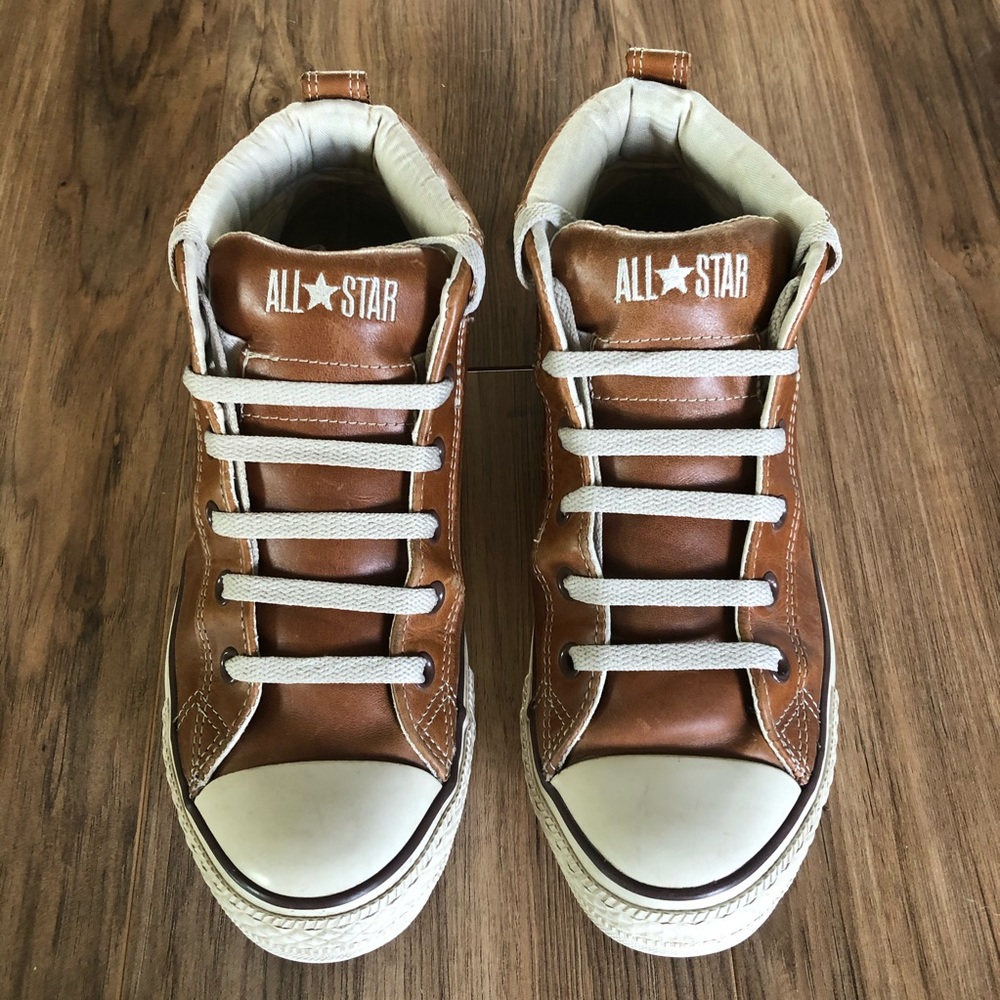 Leather Converse Hi-Tops (W9.5/M7.5) - Picture 2 of 9